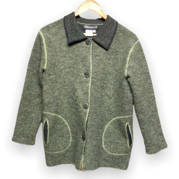 Melanie Lyne Jackets & Blazers - Melanie Lyne Green Wool Fall Career Jacket Blazer Shacket Size Medium